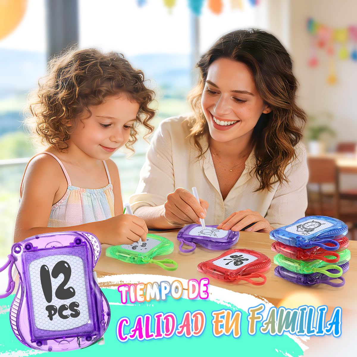Pack De 12 Pizarras LCD Infantiles De 6.5 Pulgadas | Colores Vivos Y Bloqueo De Borrado | Regalo Ideal Para Cumpleaños Y Clases | Apto Para Niños De 3 Años