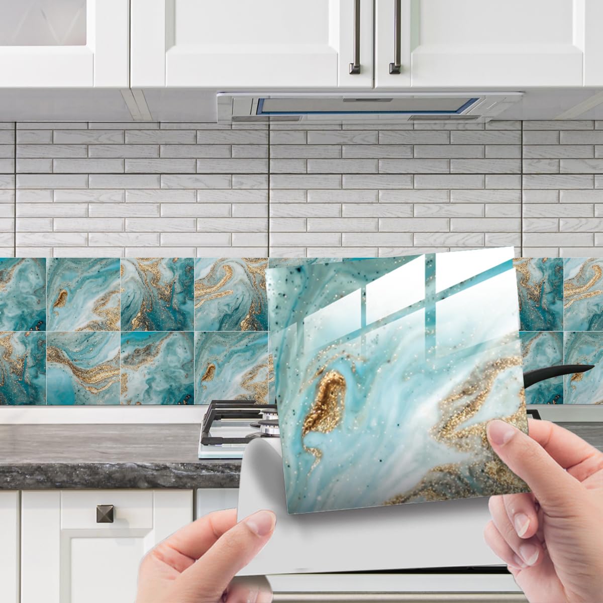 HORIWE Marble Tile Stickers Vintage Floor Wall Decal Sticker Adhesive Tile Art DIY Kitchen Bathroom Backsplash Home Decor PVC Waterproof Oil Proof New 6x6 Inches 20pc