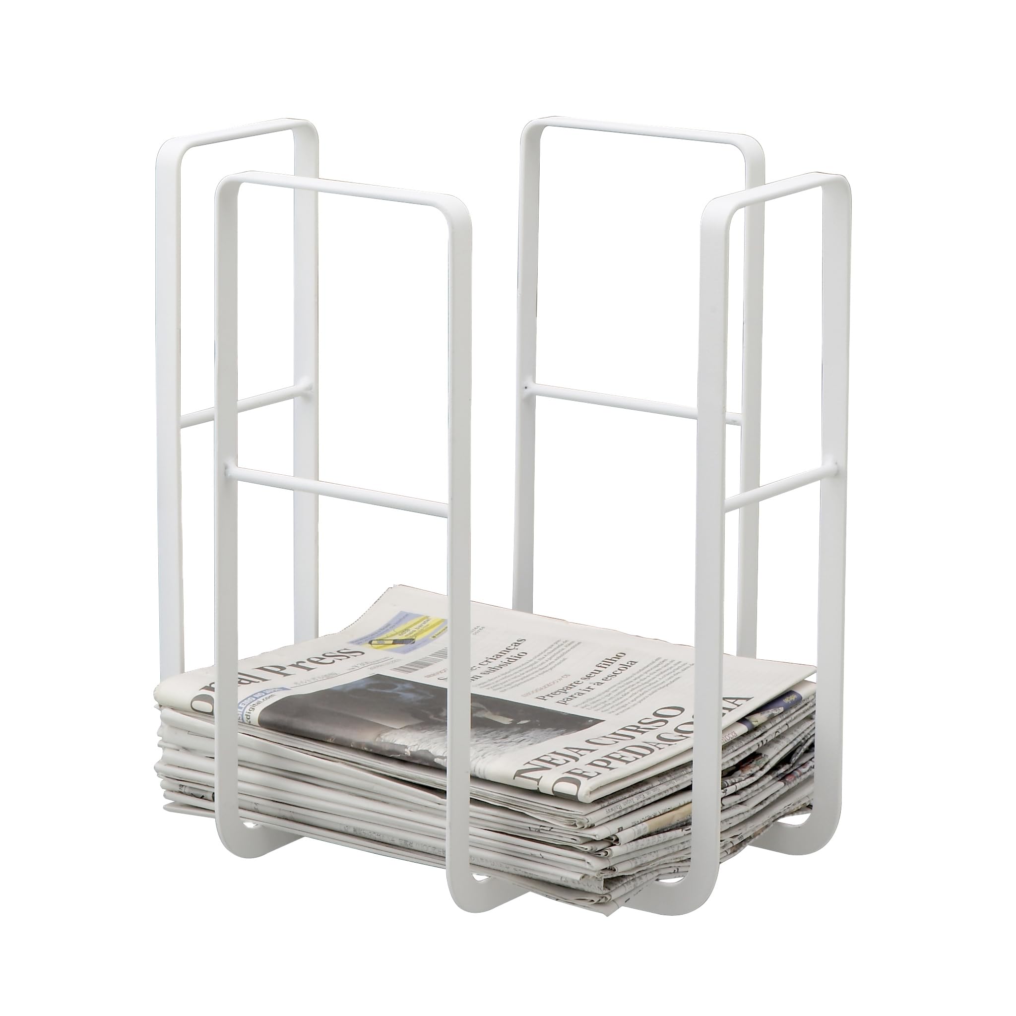 YAMAZAKI 6471 TOWER News Paper Rack, white, Steel, 35 x 28 x 35 cm