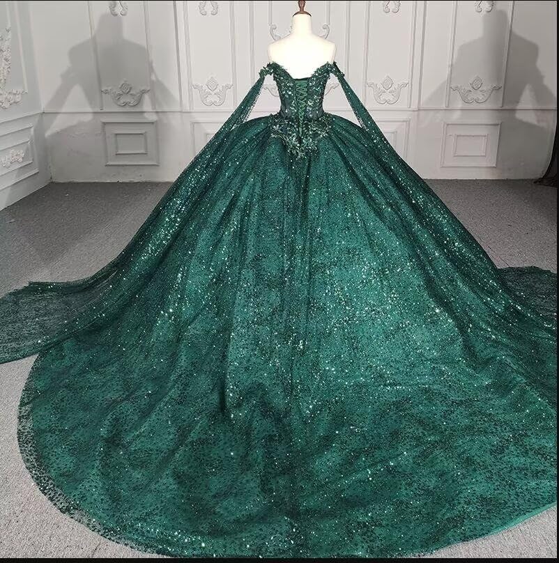 Glittery Expensive Sequins Pearls Tulle Affordable Quinceanera Dresses Dresses Cap Off The Shoulder Ball Gowns Pageant 20252