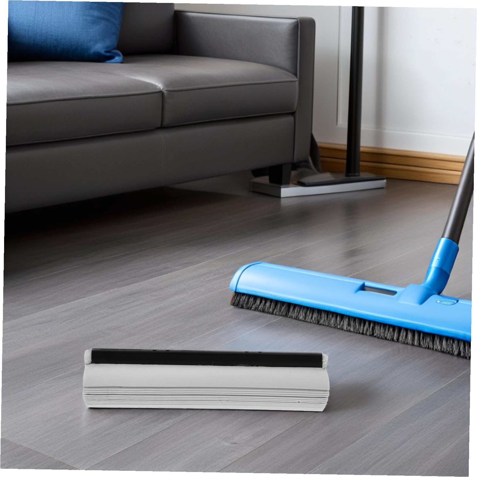 2 Cabezales de Repuesto para Trapeador de Esponja Rodillo, Esponja Absorbente Gris 33 Cm, Recambio para Limpieza de Suelos en Cocina, Baño y Garaje, Accesorio Duradero para Mopas