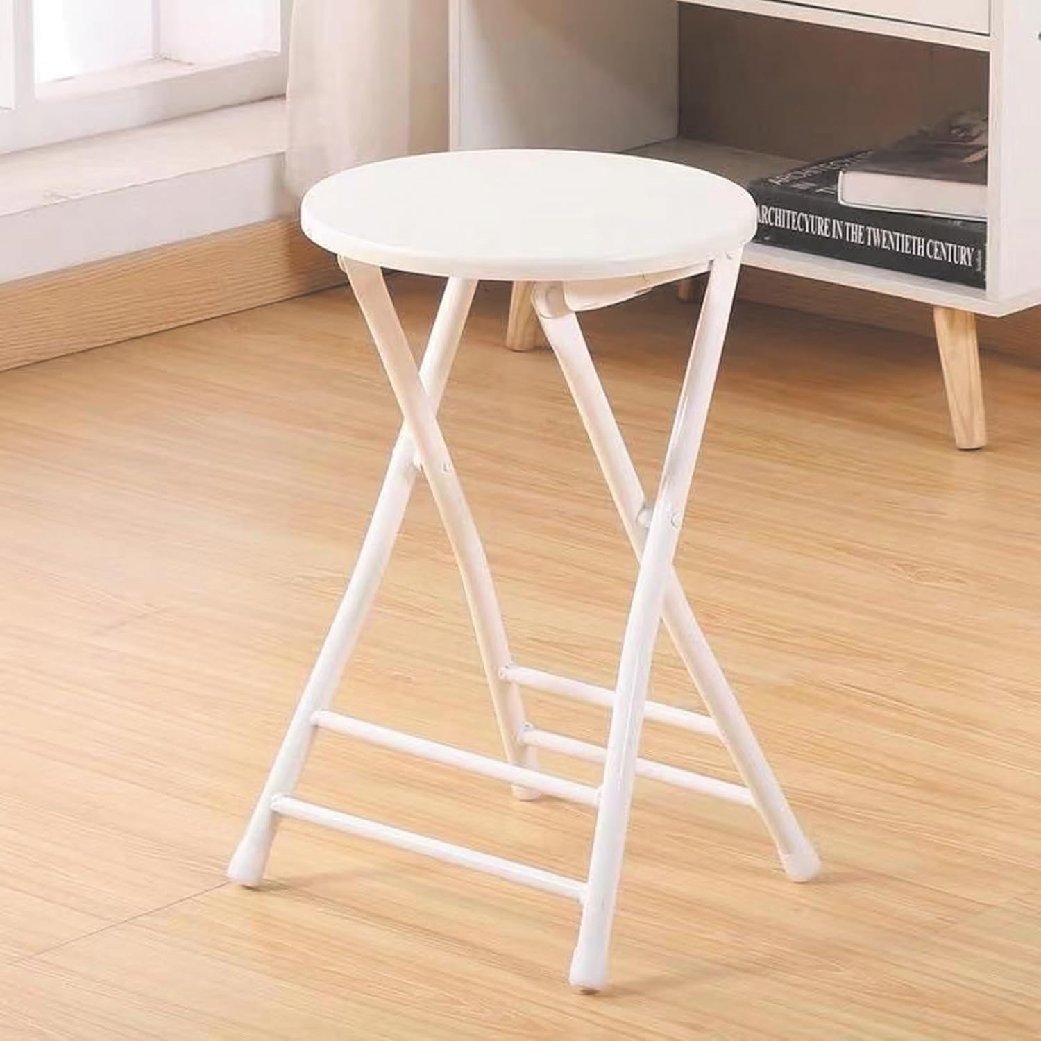 Leather Upholstered Bar Height Folding Stool, Suitable for Adults up to 450 lbs, Comes with Dust Bag - Foldable Stool for Outdoor Kitchen, Shop, Cafe