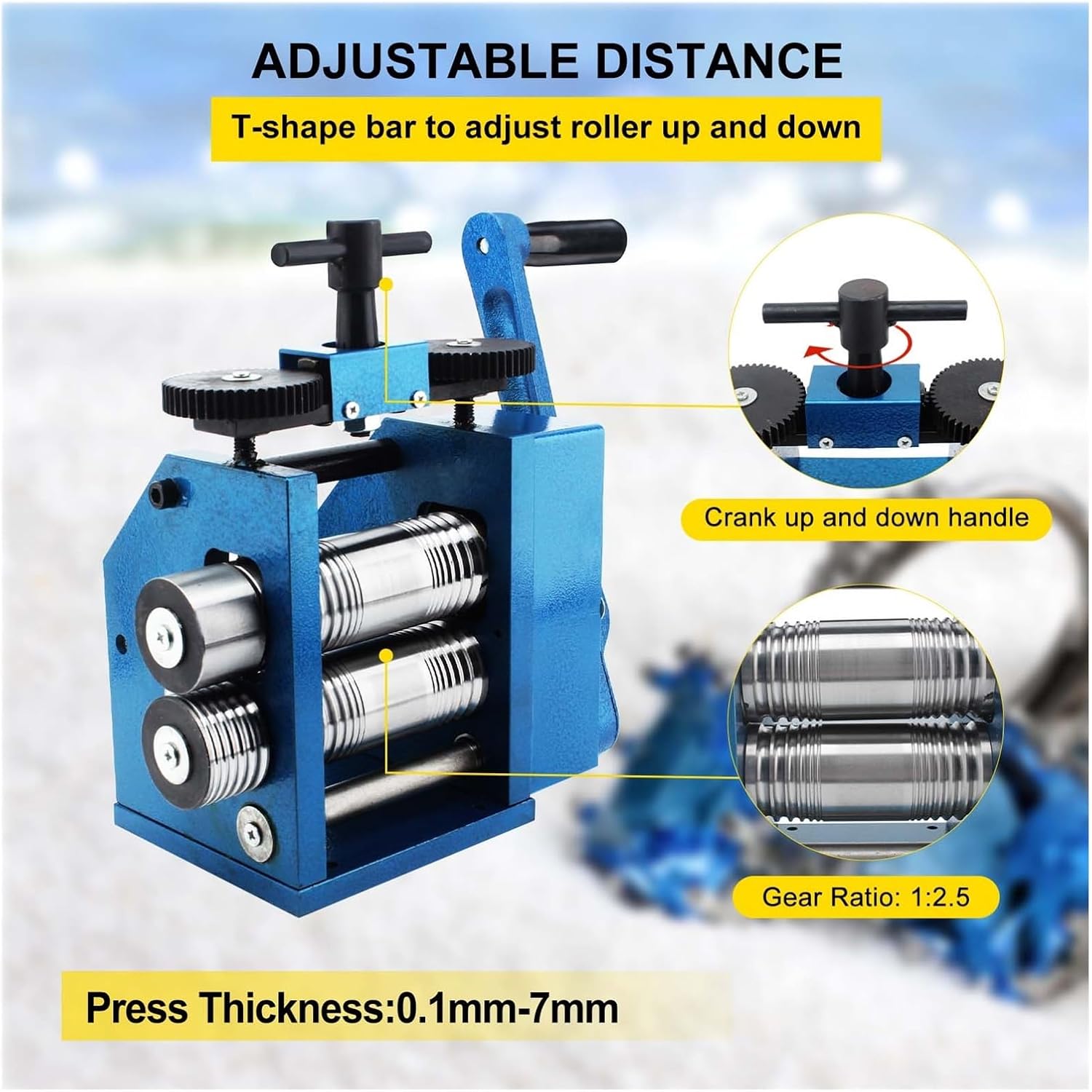 Jewelry Rolling Mill Machine ar Ratio 1:2.5 Wire Roller Mill 0.1-7mm Press Thickness Manual Combination Rolling Mill(Rolling Mill A)
