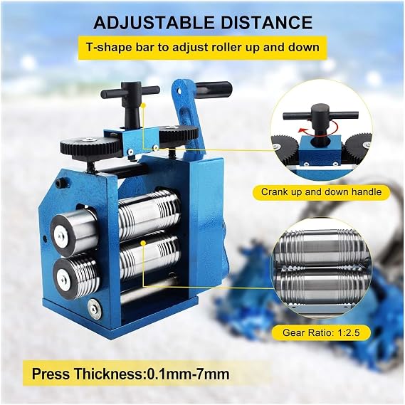 Jewelry Rolling Mill Ratio 1:2.5 Wire Rolling Mill 0.1-7mm Press Thickness Manual Combination Rolling Mill