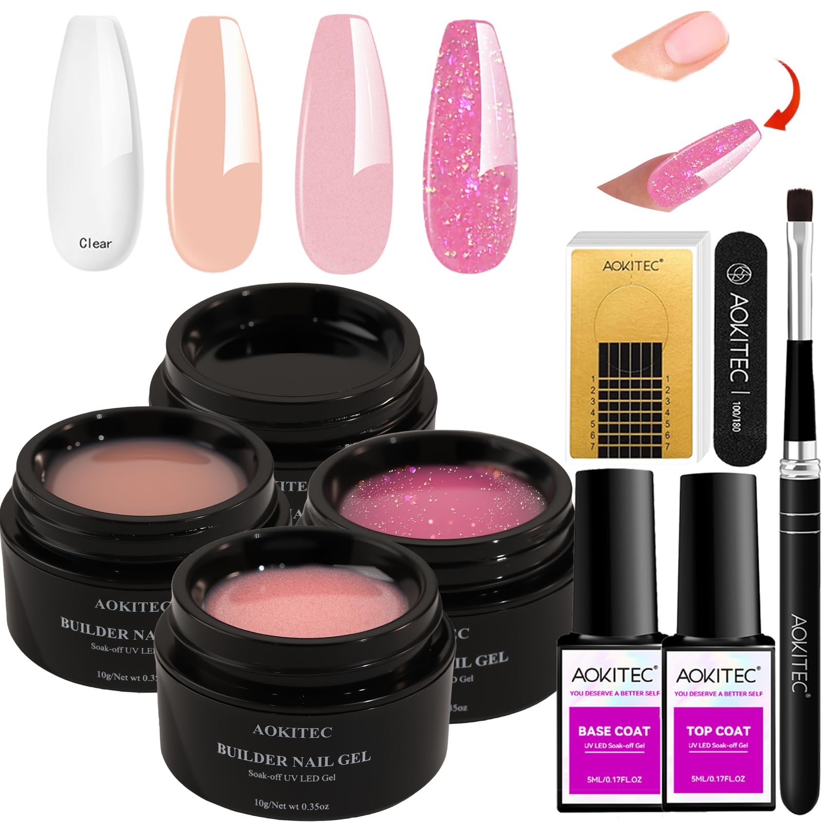 Aokitec Builder Gel Nägel Aufbaugel Nail Art Pinsel Set