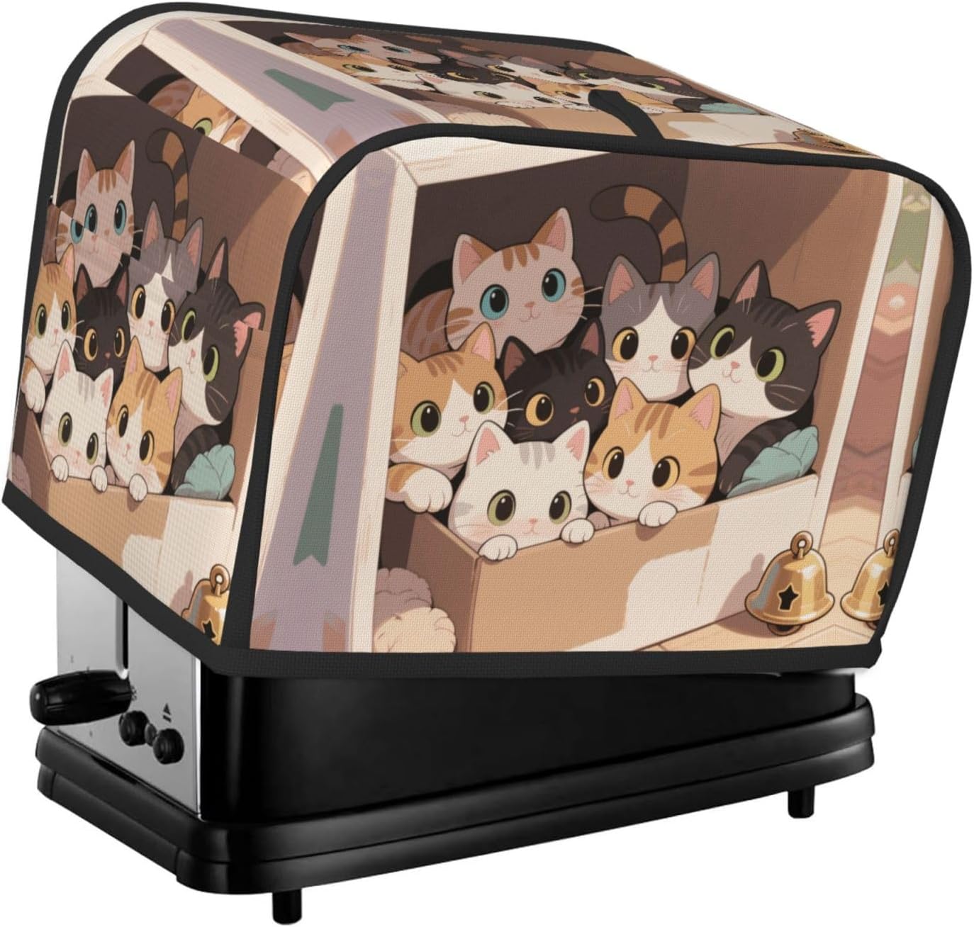 Funny Group Cat Animal Pet Toaster Cover 2 Slice, Waterproof Bread Machine Covers with Pockets Universal Size Kitchen Small Appliance Cover with Handle, Dust and Fingerprint Protection