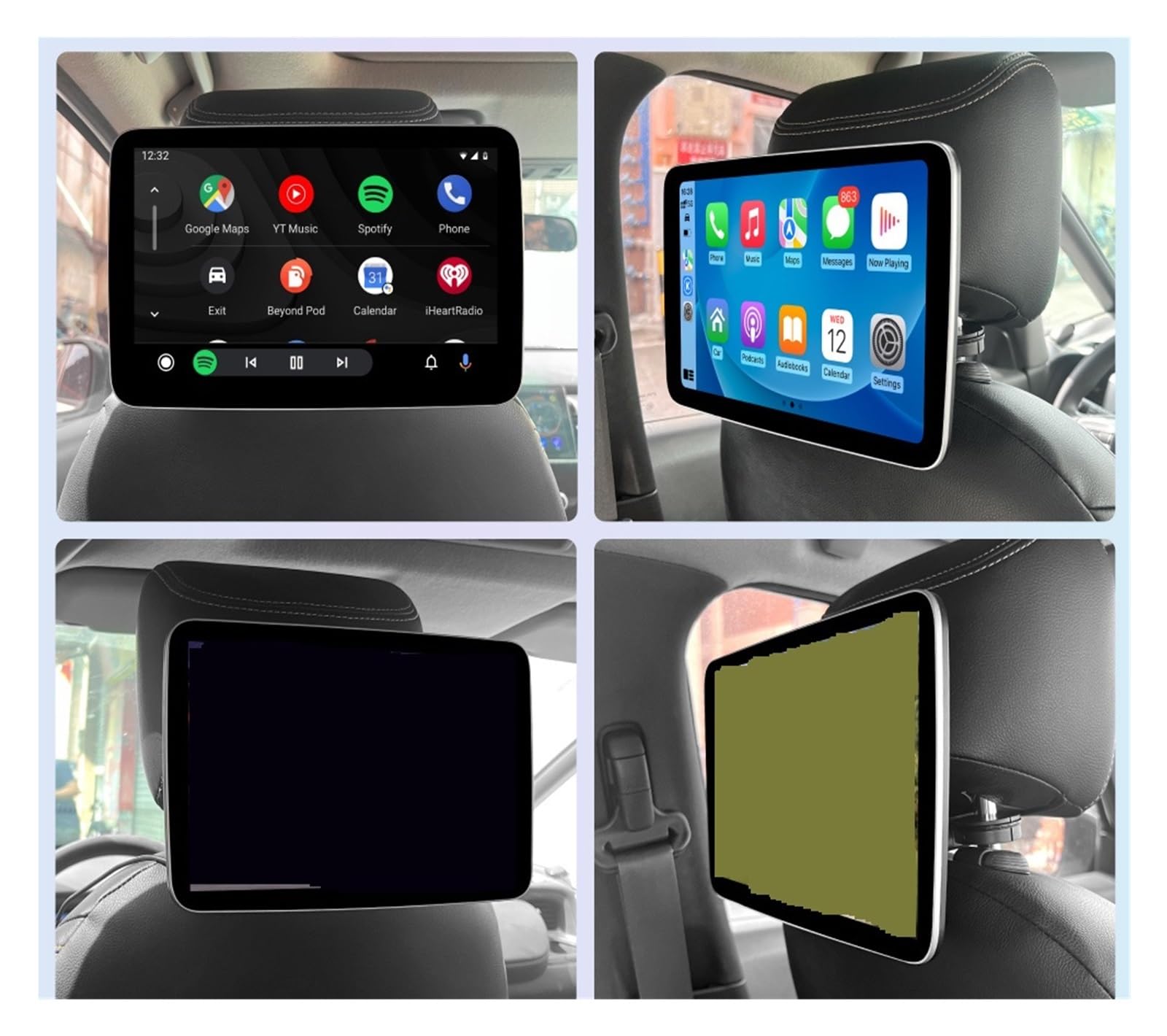 Lecteur VidéO Pour Appuie-TêTe 2 Pièces Mise À Niveau Du Moniteur D'appui-tête De Voiture IPS TV Display Sans Fil Auto For Lecteur Vidéo D'écran De Siège Arrière De Voiture(2pcs Full Fit Screen)