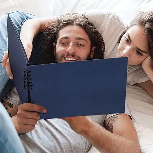 Miniatura 7 de Vienrose Álbum de fotos de álbumes de recortes, álbum de fotos de tapa dura, 11 x 8 pulgadas, 80 páginas negras para boda, cumpleaños, Navidad, día