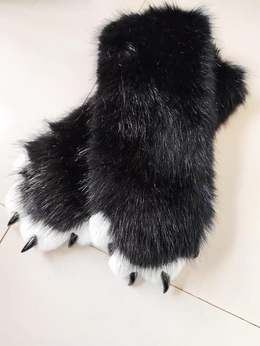 Extra Long Furry Paws Gloves Unisex Elbow Length Long Cat Paws Gloves 20" Fursuit Costume Halloween Cosplay