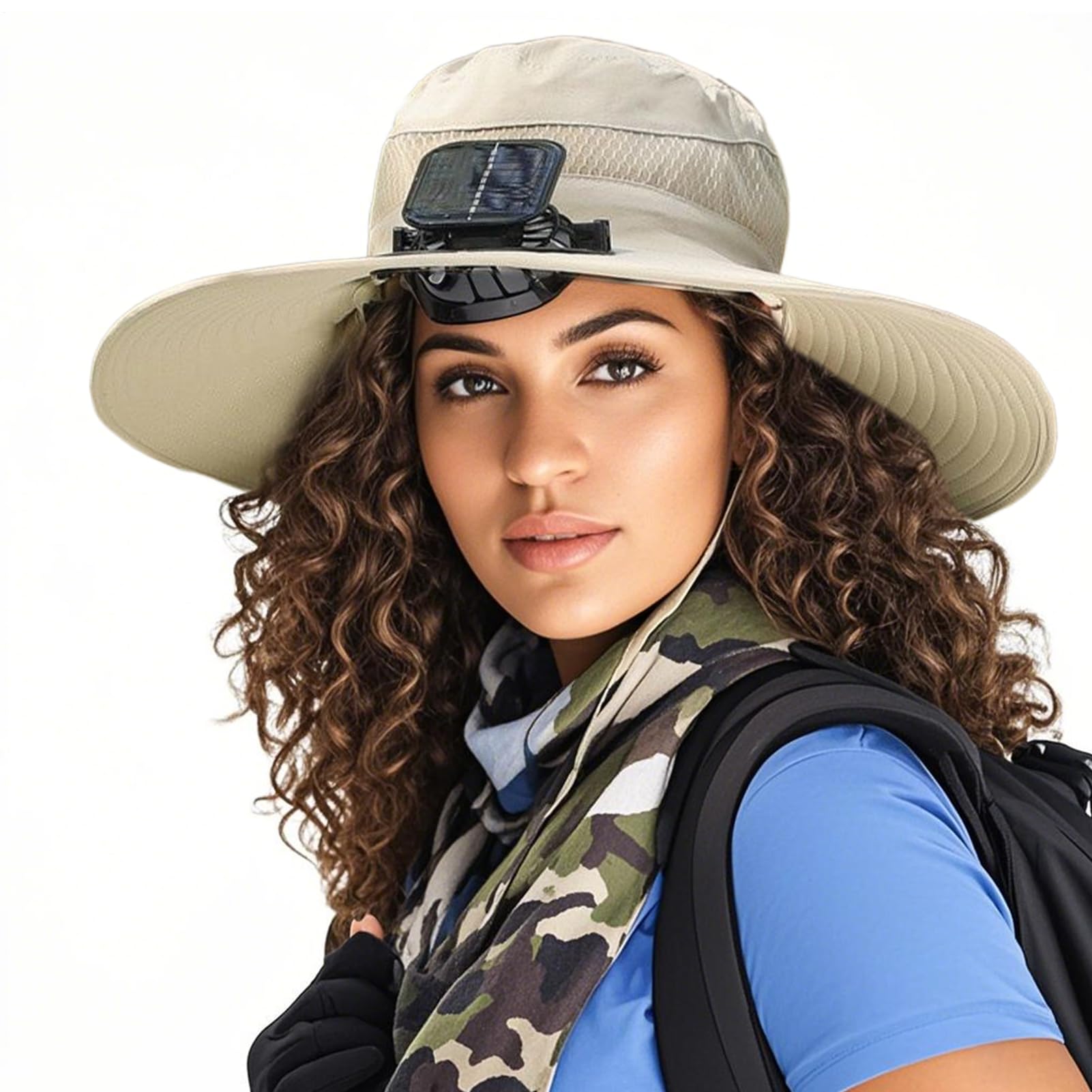 Chapeau avec ventilateurs, casquette à énergie solaire, chapeau à large bord, chapeau de protection rafraîchissant pour une utilisation confortable pendant l'été, la plage, le travail, le jardinage
