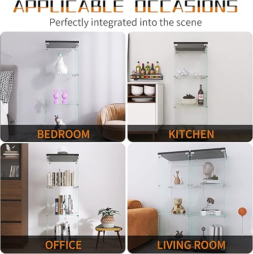 Miniatura 6 de Beauty4U - Vitrina de exhibición de una puerta con vidrio, gabinetes curio negros para sala de estar, dormitorio, oficina, exhibición de colección,