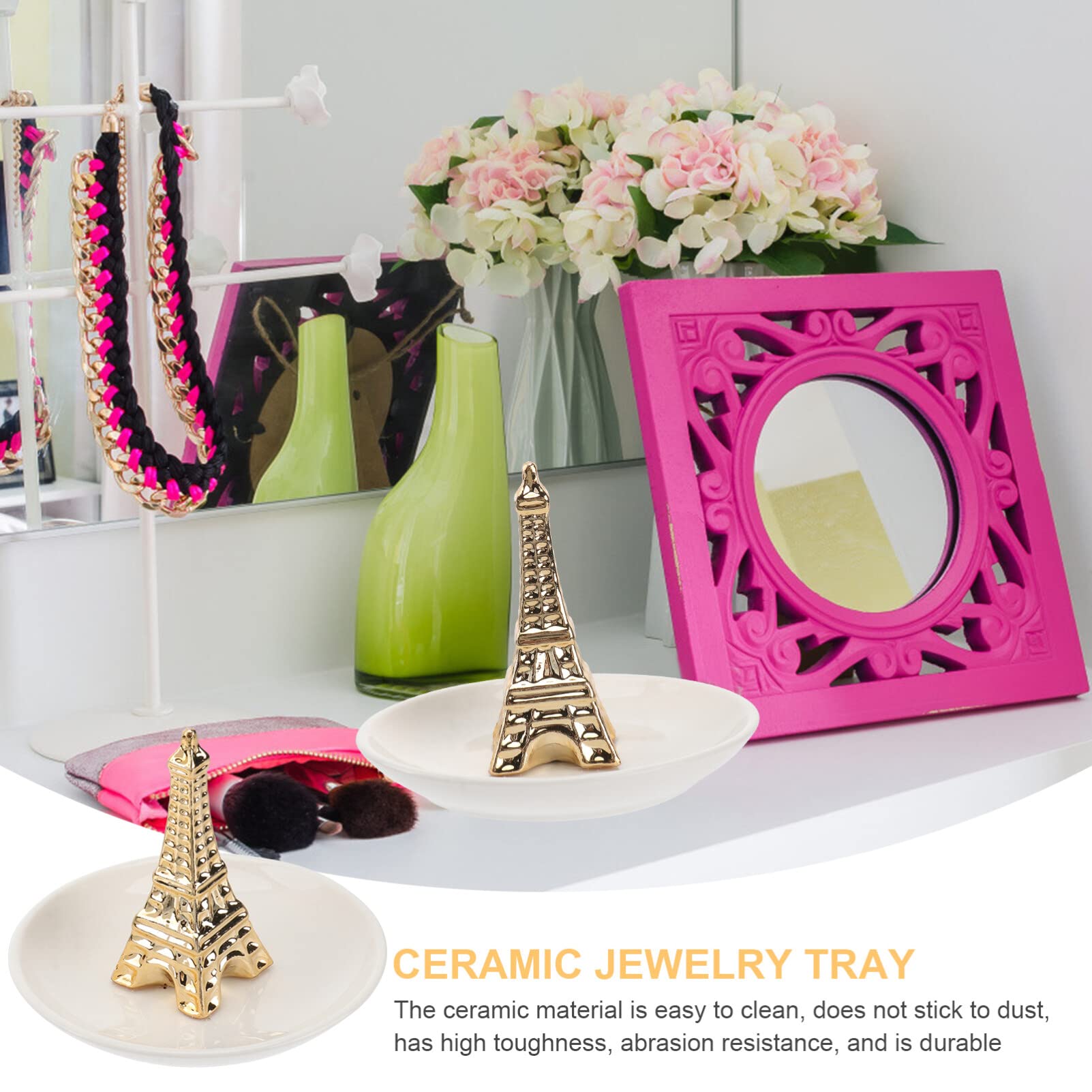 Cabilock 1pc Ceramic Jewelry Tray Unique Storage Plate for Necklaces and Earrings Decorative Multipurpose Ornament for Home Dressing Table Jewelry Store Easy to Clean High-end Design