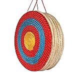 DOSTYLE Archery Targets Traditional Solid Straw Round Archery Target Shooting Bow Coloured Rope Target Face Three Layer for Shooting Practice (Red Seven Layers)