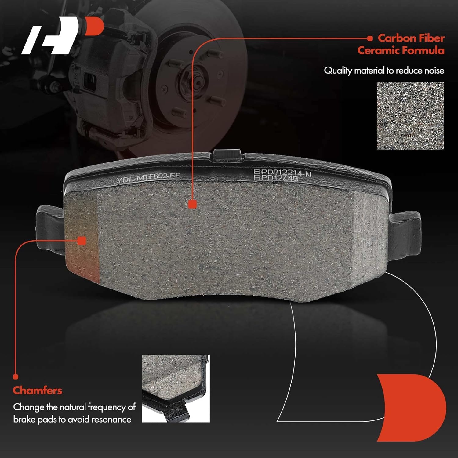 A-Premium Rear Ceramic Brake Pads Set Compatible with Dodge and Jeep Models - Nitro 2007-2011, Liberty 2008-2012, Wrangler 2007-2017, Wrangler JK 2018, with Hardware, 4-Pack
