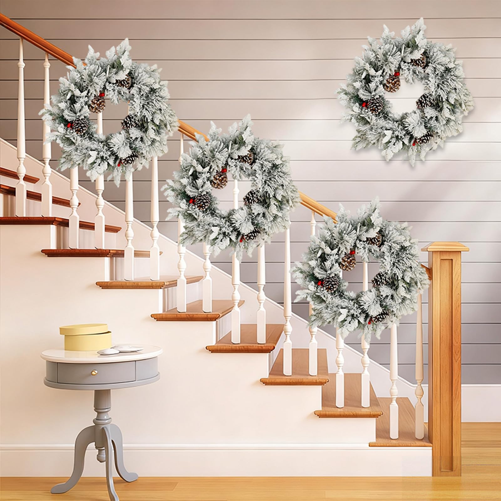 Generisch 60cm & 50cm Weihnachtskranz Tür aus Tannennadeln – realistischer Türkranz Weihnachten mit Naturzweigen, langlebiger weihnachtstürkranz für Innen & Außen – Klassische Weihnachtsdeko Tür