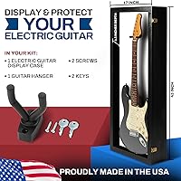 Vista 6 de PENNZONI Vitrina de guitarra eléctrica, estuche acrílico montado en la pared con marco de madera dura y fieltro blanco