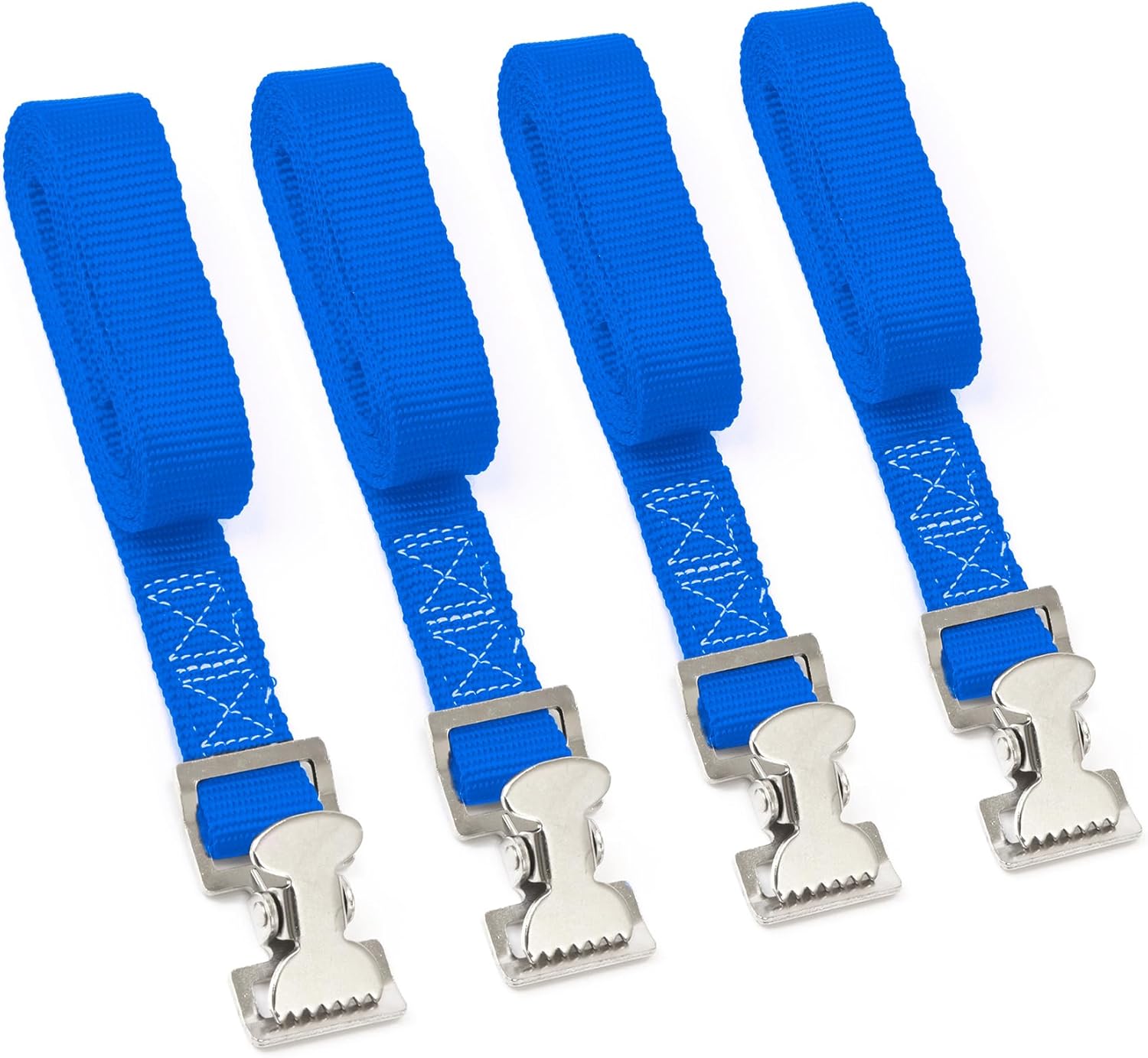PowerTye 1in x 4ft Utility Lashing Strap - Made in USA - 150 lb. Working Load Limit / 450 lb. Breaking Strength, Blue (4-Pack)