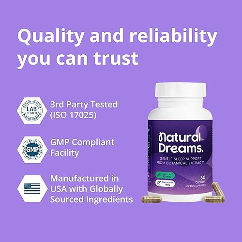 Miniatura 2 de Univera Natural Dreams, ayuda natural para dormir, sueño más largo, sueño profundo natural, maizinol, 1 mg de melatonina (60 cápsulas veganas,