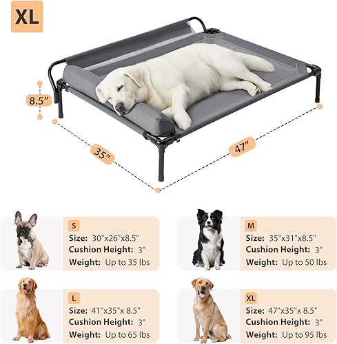 Miniatura 4 de Camas elevadas refrescantes para perros, cama elevada para perros para mascotas grandes, cuna elevada para mascotas al aire libre, malla Teslin