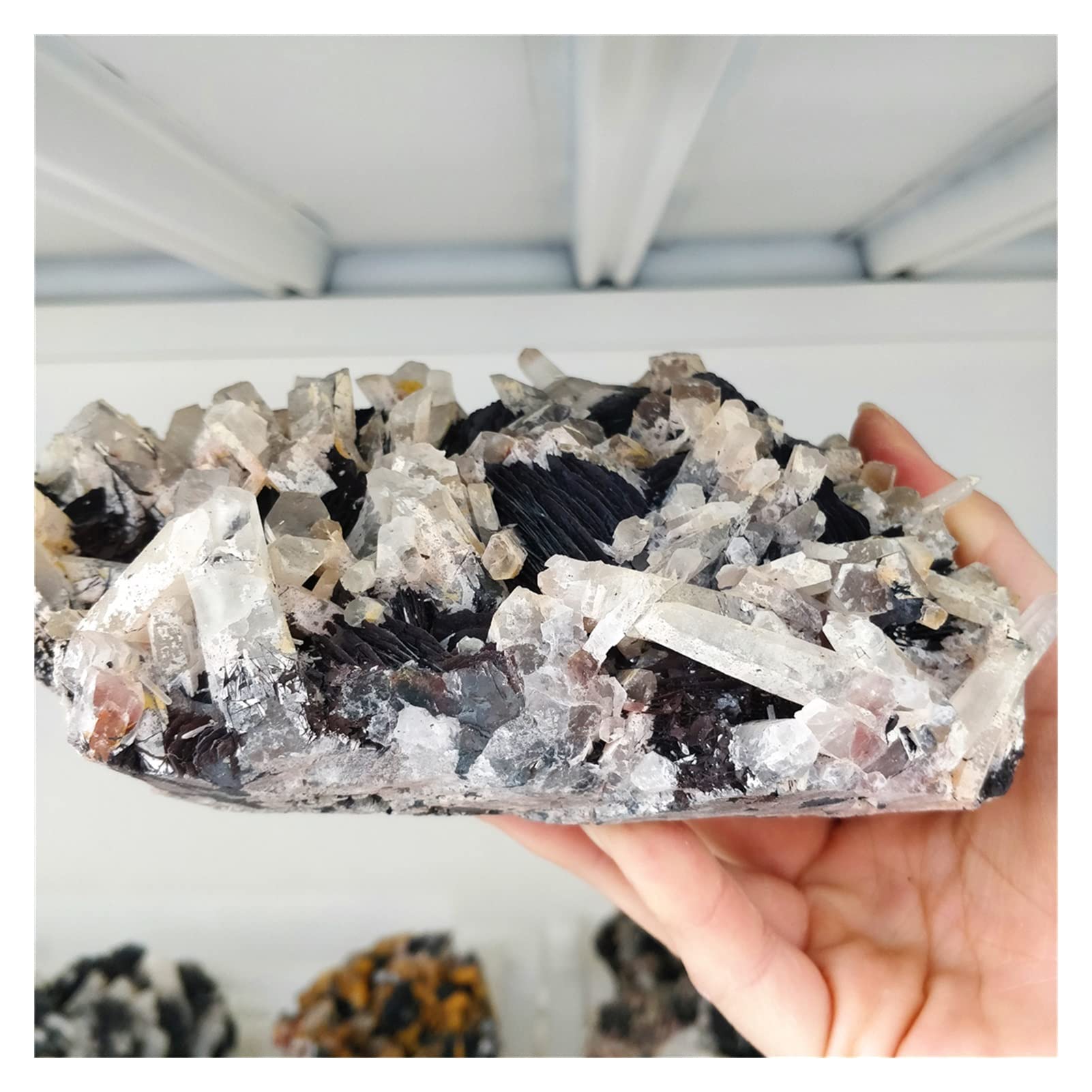 激レア　コレクション　水晶　ヘマタイト共生　原石　クラスター 店長厳選】中国広東省産ヘマタイト共生クラスター-041水晶