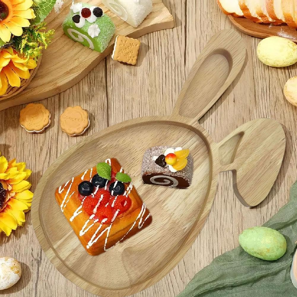 MAGICLULU Vassoio Decorativo in Legno a Forma Di Coniglio Per Pasqua Tagliere Rustico Per Antipasti Vassoio Per Decorazione Primaverile Per Cucina E Bagno 30x15x1.5cm