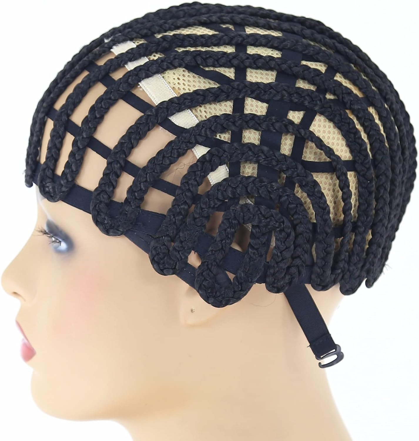 BTWTRY Black Braided Wig Caps for Making Crochet Wig Caps Cornrows Cap for Easier Sew In Caps for Black Women Making Wigs (1pc-Black)