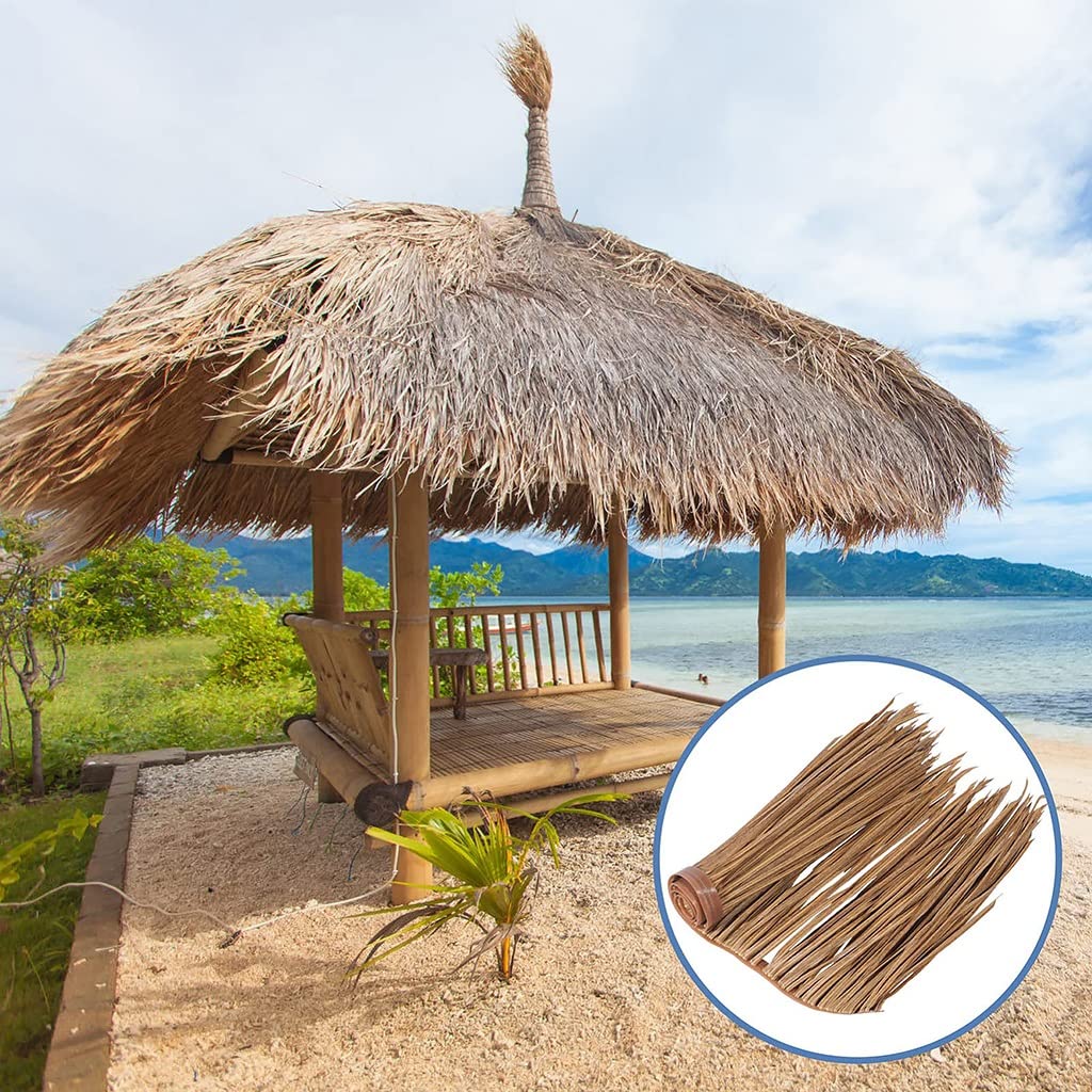 Rollos De Paja para Techo De Paja Sintética Rollos De Paja De Palma Rollo De Corredor De Panel De Paja De Hierba Ciega De Pato Tiki Bar Hierba para Techo Paja Decorativa Granja Paja De Plástico (Colo