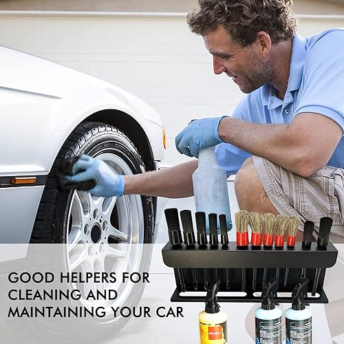 Miniatura 7 de Kits y soporte para cepillos para detalles de automóvil, soporte para botellas de aerosol 2 en 1 y soporte para cepillos de detalles, estante