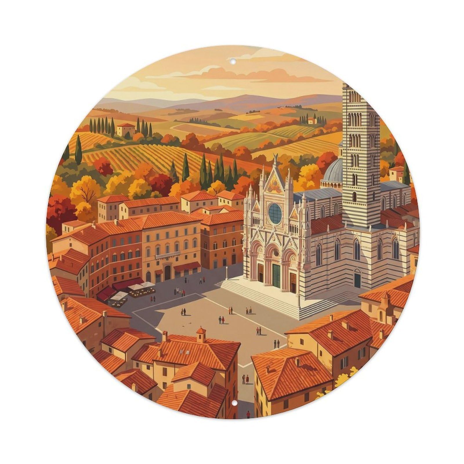 Vintage Travel Siena Italy Autumn Metal Tin Sign