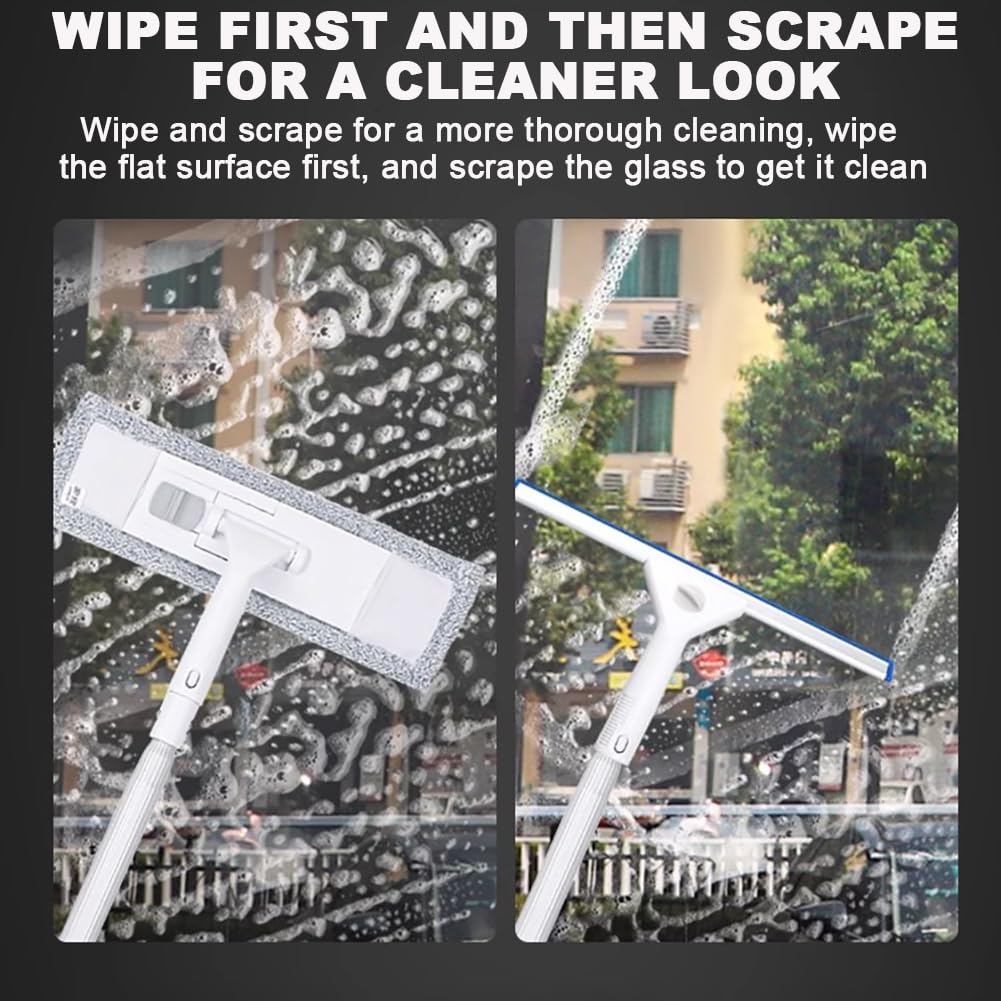 Limpiaparabrisas Alto para Interior Y Exterior con Poste Extensible De Aleación De Aluminio Y Raspador De 35 Cm, Paño De Limpieza Reemplazable,Pole Length 5.01m