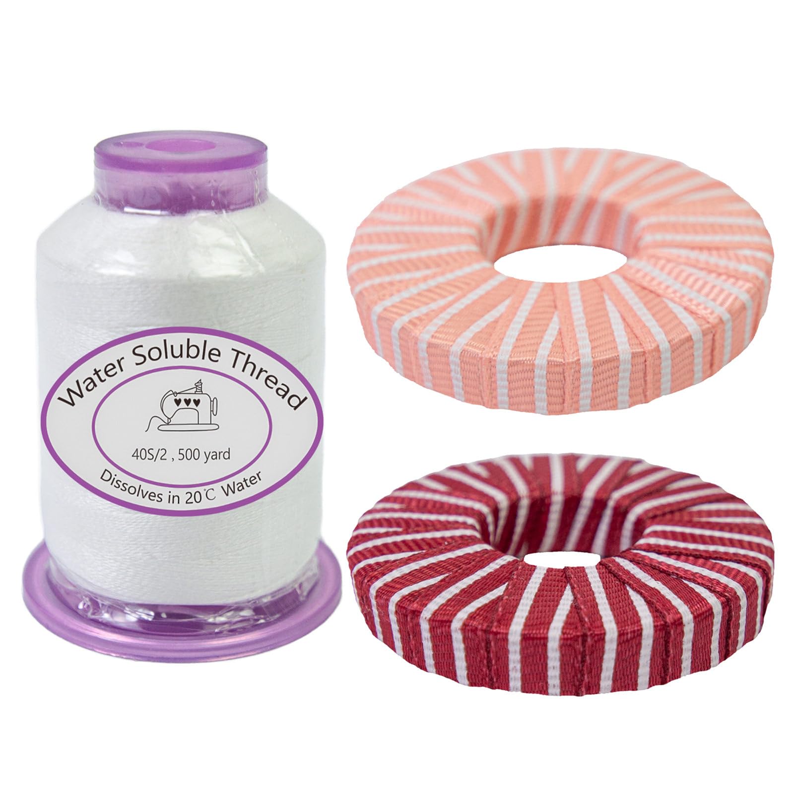 Kalttoy Multiple Purpose Dissolving Sewing Thread Set with Reinforced Metal Circlets for Professional Fabric Undertakings Vinylon Sewing Materials