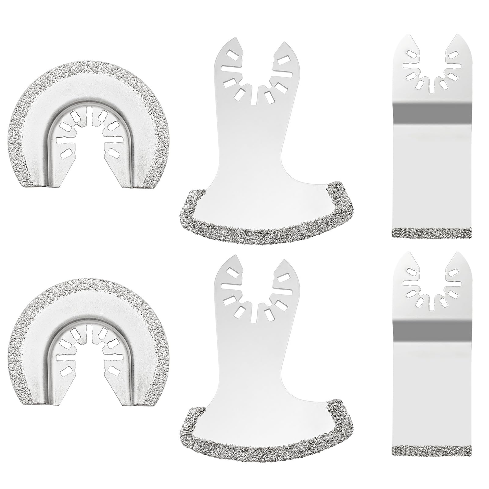 6 PCS Oscillating Diamond Blades, Diamond Multi Tool Accessory Kit, Scythe-Shaped & 64mm Semi-Circle Multi Tool Blades for Grout Removal, Mortar, Compatible with Dewalt, Makita, Fein, Ryobi (6)