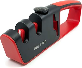 AnySharp Adjustable Angle, 2 Stage Knife Sharpener & Scissors Sharpener with ComfortGrip
