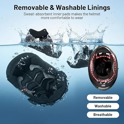 Miniatura 8 de Casco de motocicleta de doble visera con luz trasera LED, aprobado por DOT, casco de moto de carreras de calle para adultos