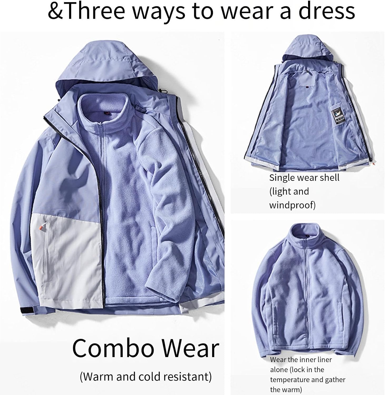 VIDECOR Stay Warm and Dry Women's 3-in-1 Ski Jacket Waterproof, Windproof, and Insulated for Winter Snow and Rain