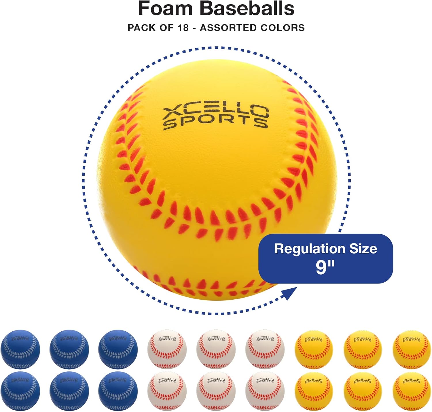 11" Oversized Foam Baseballs Asst. Colors (Pack of 8)