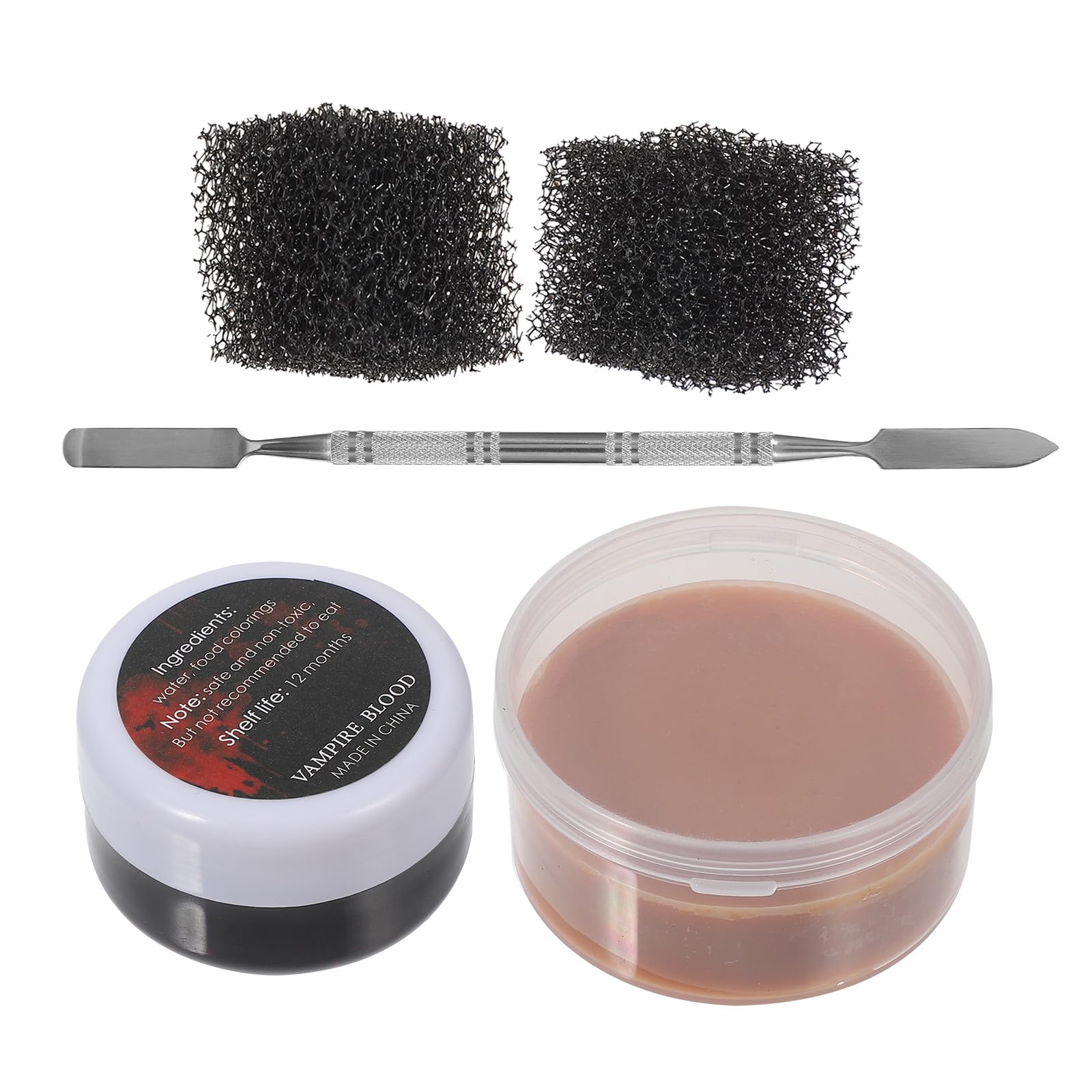 VALICLUD Kit de Maquillaje para Efectos de Cera para Cicatrices y Sangre de Costra Falsa Herramientas de Plástico y Acero Inoxidable Obsequios en Halloween y Festivales