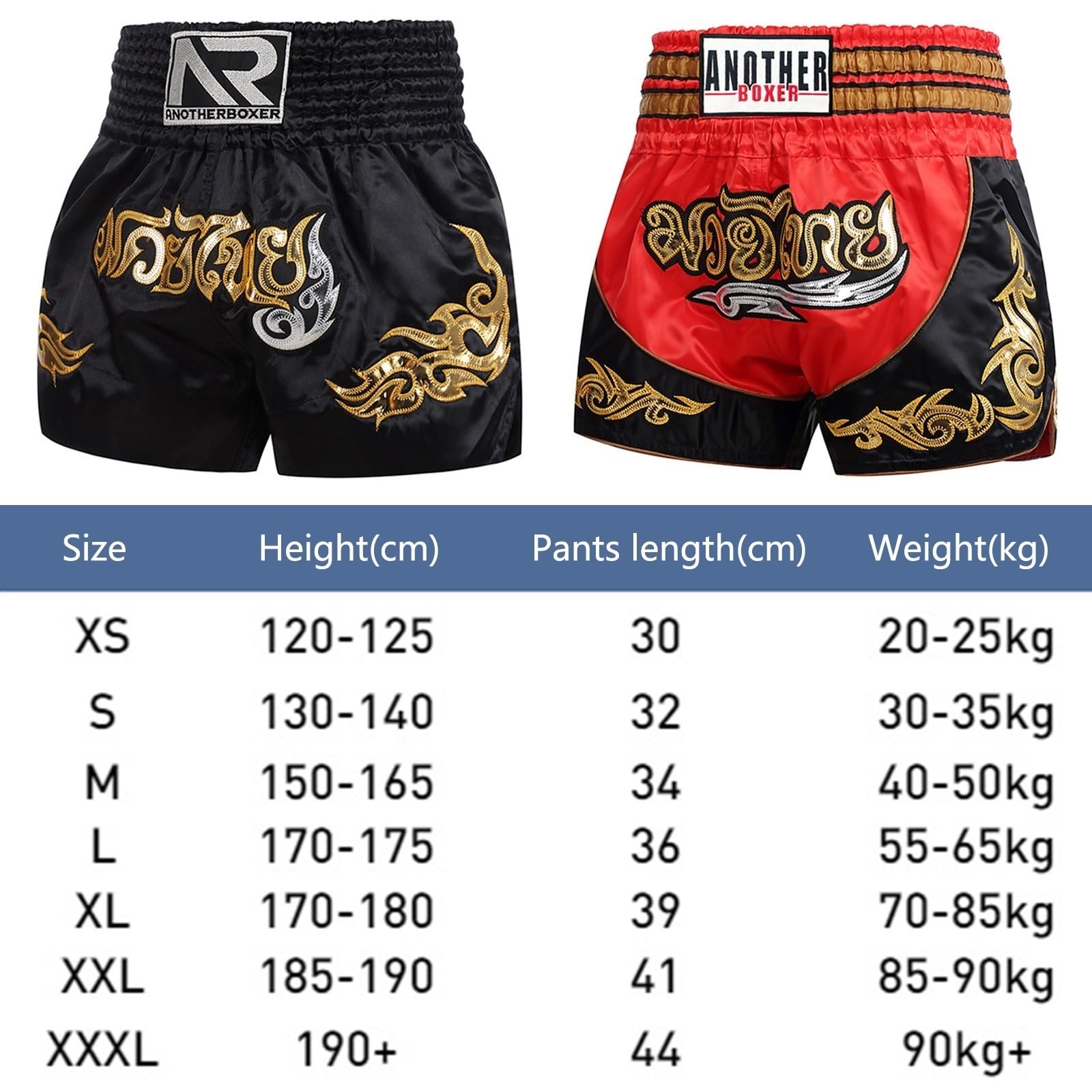 ARIASS Pantalones cortos de Muay Thai, MMA, Boxeo y Kickboxing para Hombres y Mujeres, Talla 3XL, Negro, Solido, Tiro Alto, Unisex-Adultos