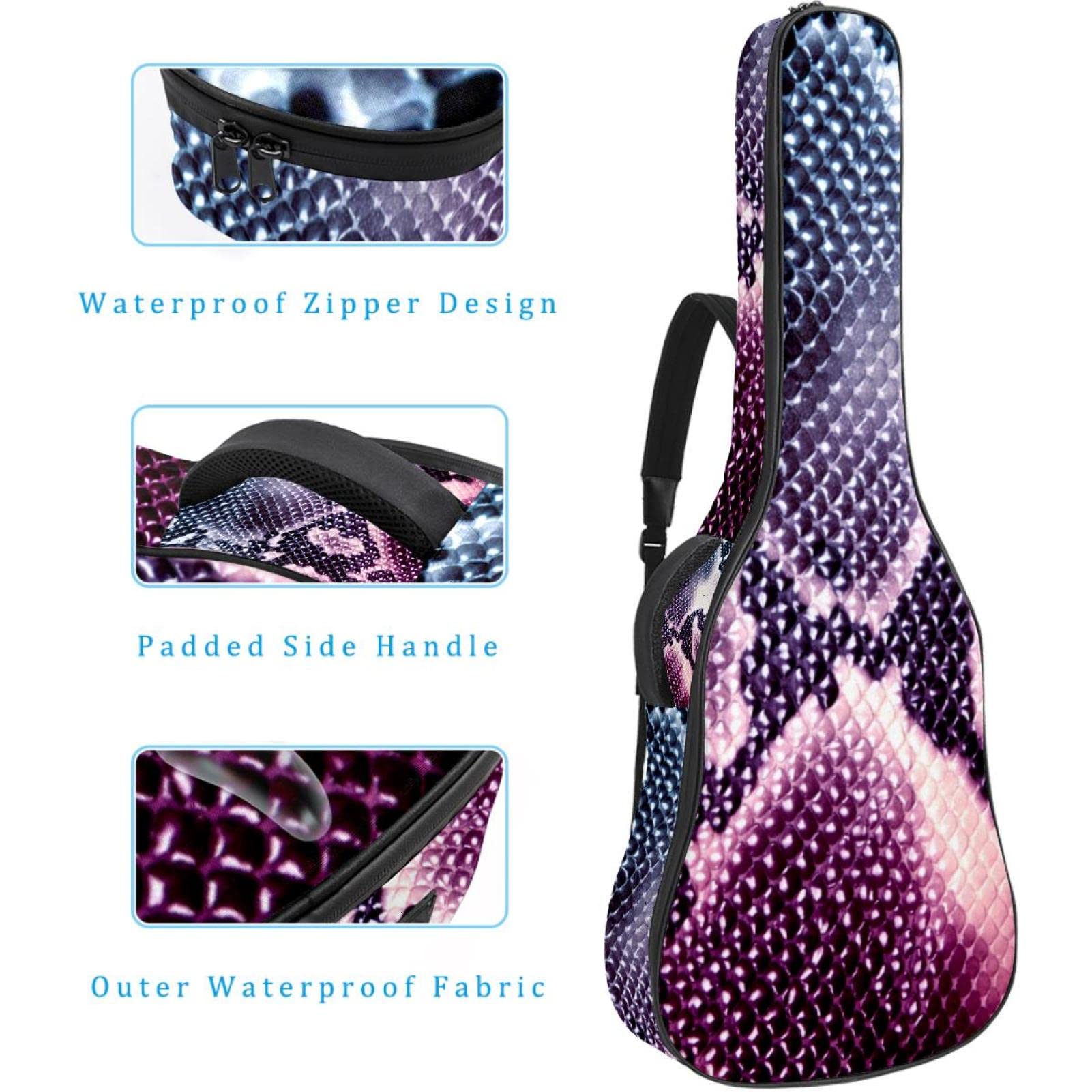 Torba na gitarę akustyczną wodoodporna gitara plecak gruby miękki wyściełany geometryczne serce klasyczna gitara obudowa, Kolor6, 42.9x16.9x4.7 in, Organizer do torby