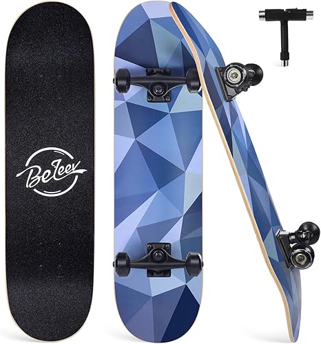 BELEEV Patinetas para principiantes, 31 x 8 pulgadas, patineta completa para niños, adolescentes y adultos, 7 capas de arce canadiense doble patada