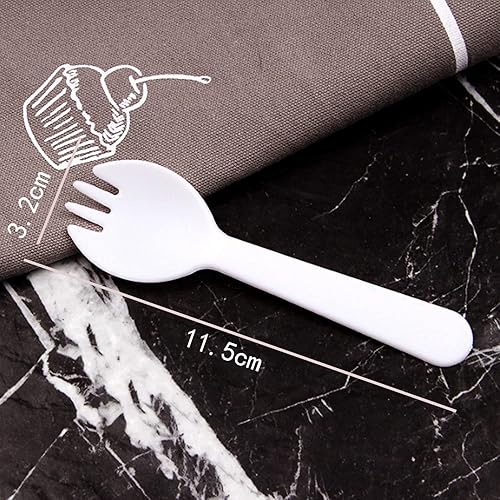 Miniatura 2 de Tenedor desechable envuelto individualmente, 200 cucharas de plástico ecológicas, duraderas y fuertes, ideales para pícnics o restaurantes y