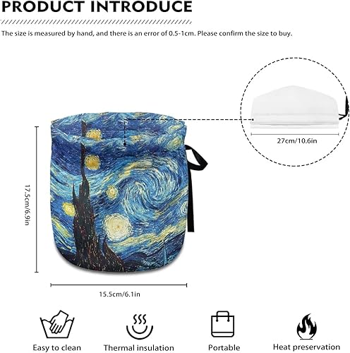 Miniatura 6 de DISNIMO Van Gogh - Té de noche estrellada acogedor, tetera roja, a prueba de polvo, aislada, para mantener el calor, mesa de cocina, accesorios