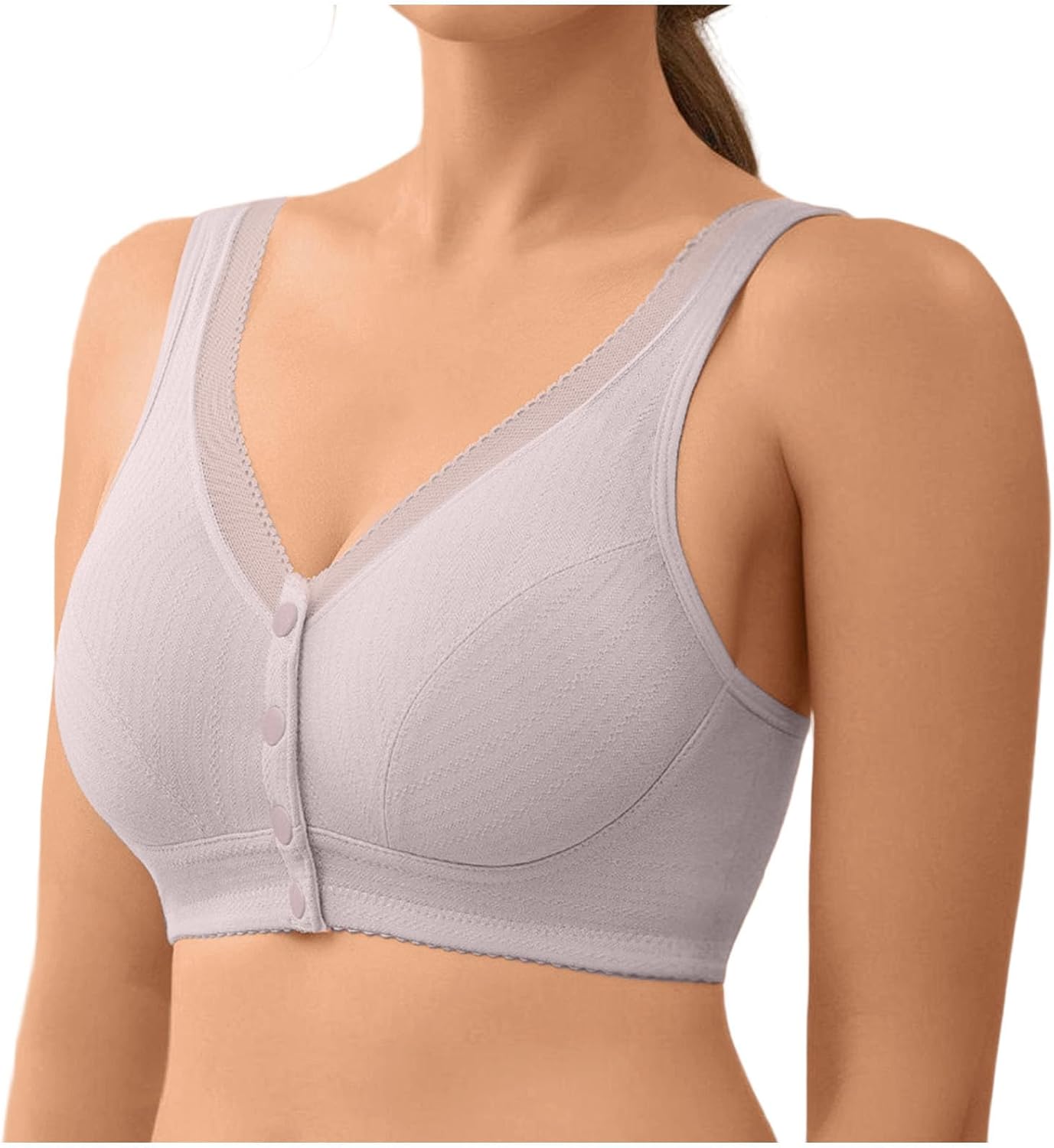 Plus Size Bras for Women Wireless Bras with Support and Lift Front Closure Bra Push Up Cotton Soft Comfy Bralette
