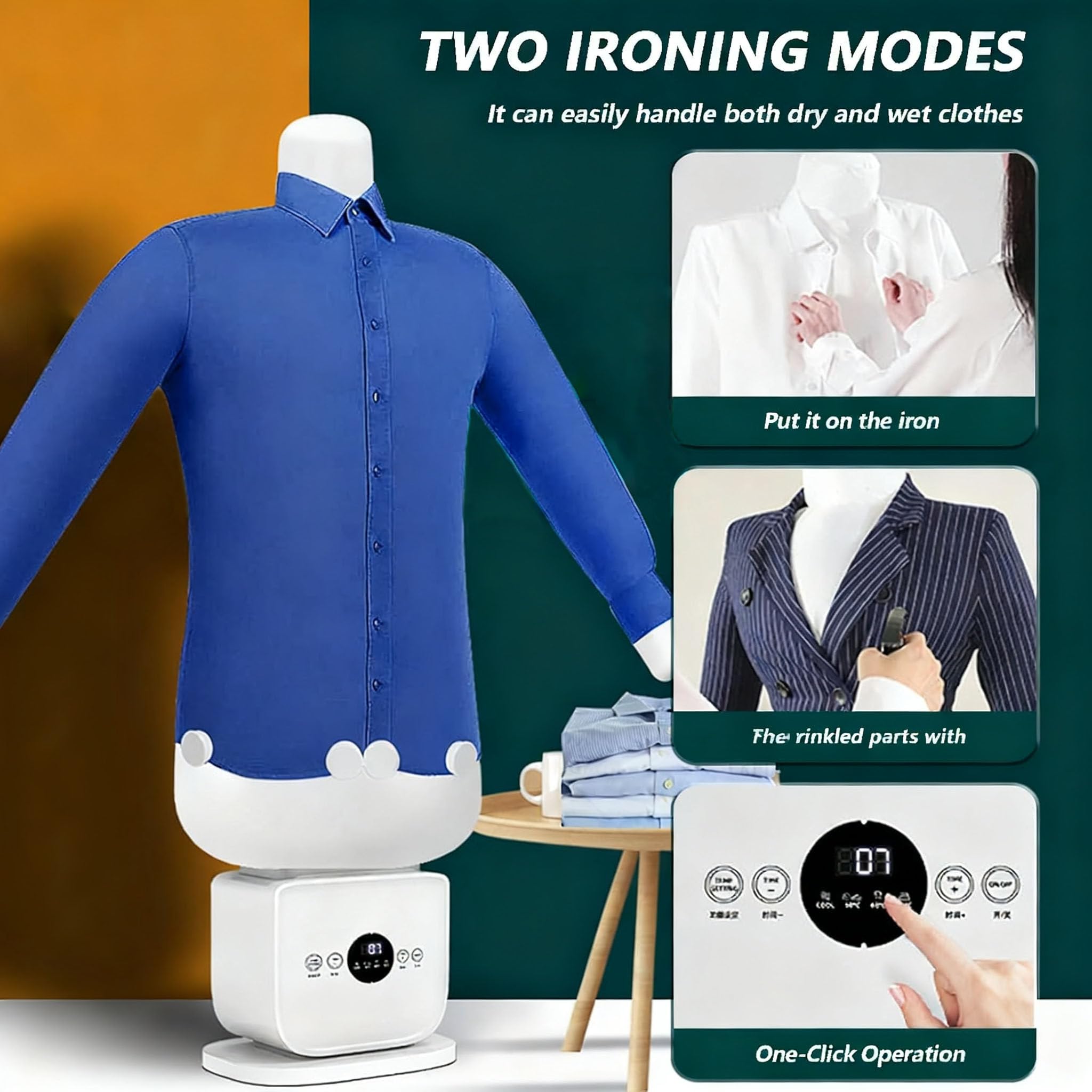 Macchina da stiro automatica, asciugatore ad aria calda e ferro da stiro per camicie e pantaloni, camicia gonfiabile, rimozione rapida delle pieghe senza punti ciechi Asciugatura (Opzione) (Opzio