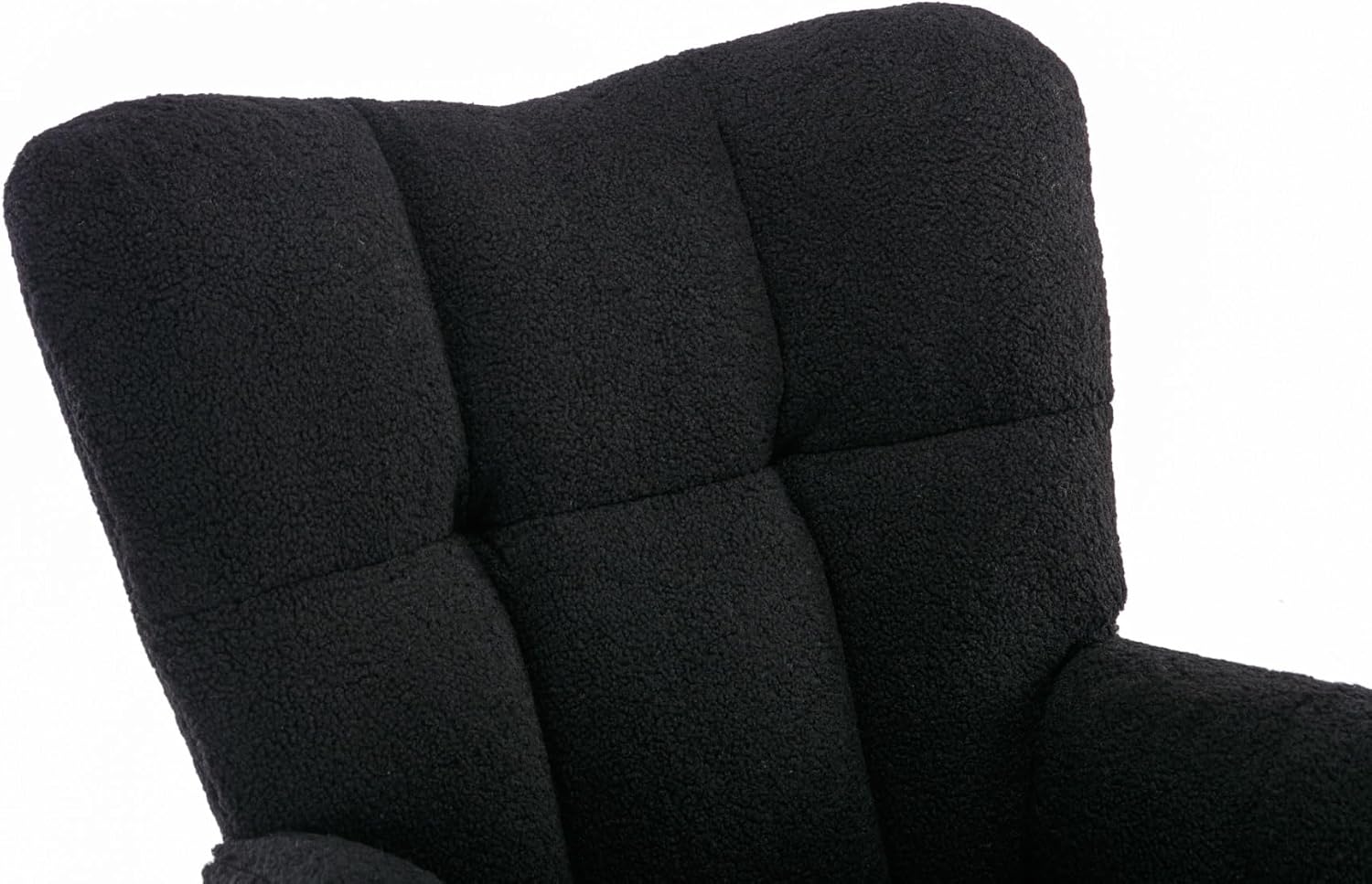 Teddy Fabric Rocking Glider Nursery Chair for Living Room Indoor – Elegant and Comfortable Accent Chair(Black+Teddy+Foam)