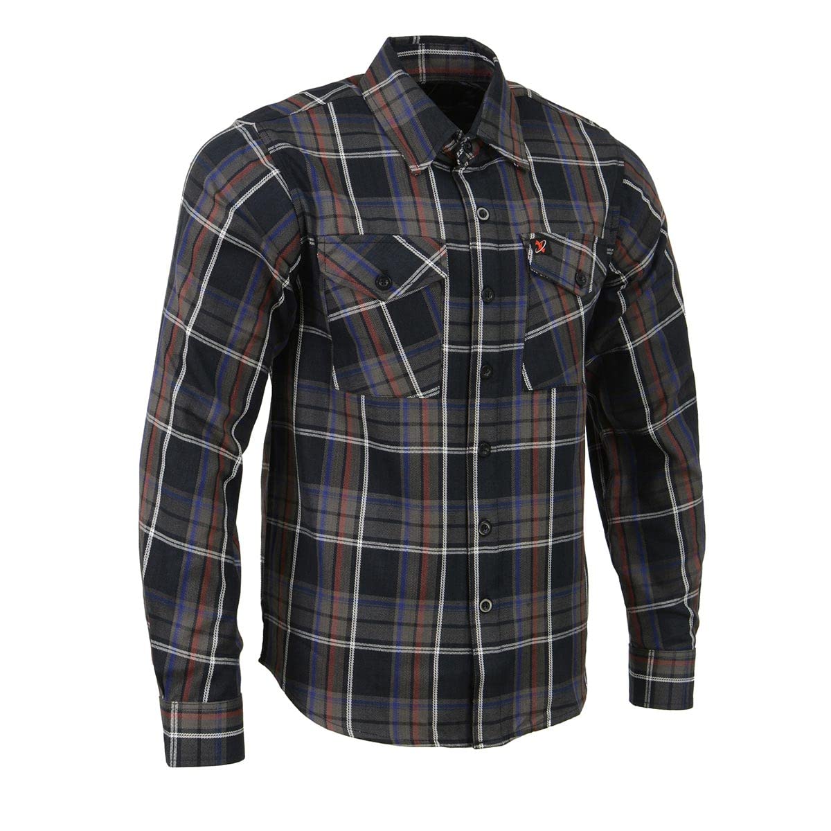 Milwaukee Leather MNG11645 Men's Flannel Plaid Shirt Blue White and Maroon Long Sleeve Cotton Button Down Shirt