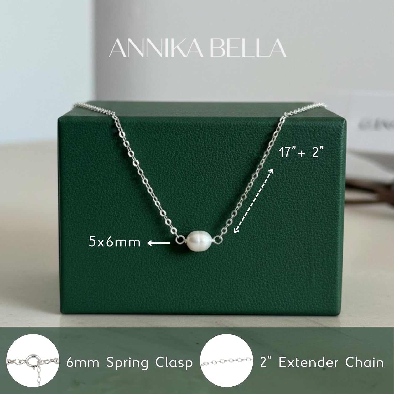 Annika Bella Silver Pearl Necklace, Freshwater Pearl Bead Charm, Necklaces for Women, 925 Sterling Silver Jewelry, Handmade Jewelry, Gift for Her, Everyday Minimalist Jewelry - Image 5