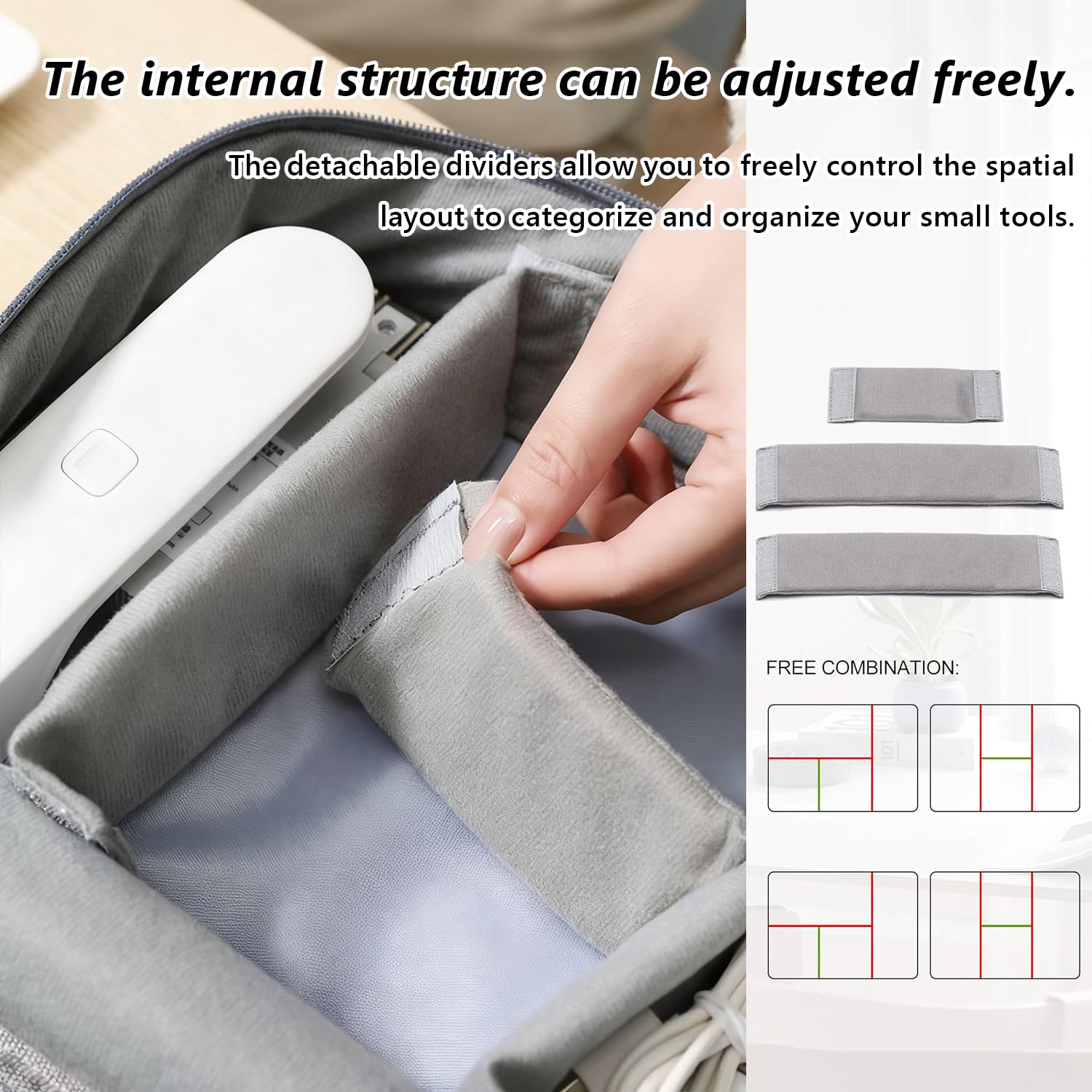 Bolsa de almacenamiento grande impermeable para cables, adecuada para accesorios electrónicos, gris — view 3