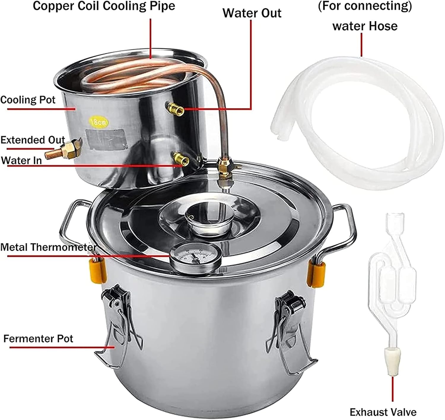 Buy XXJJ Moonshine Still, Alcohol Distiller Copper Tube, Water Alcohol