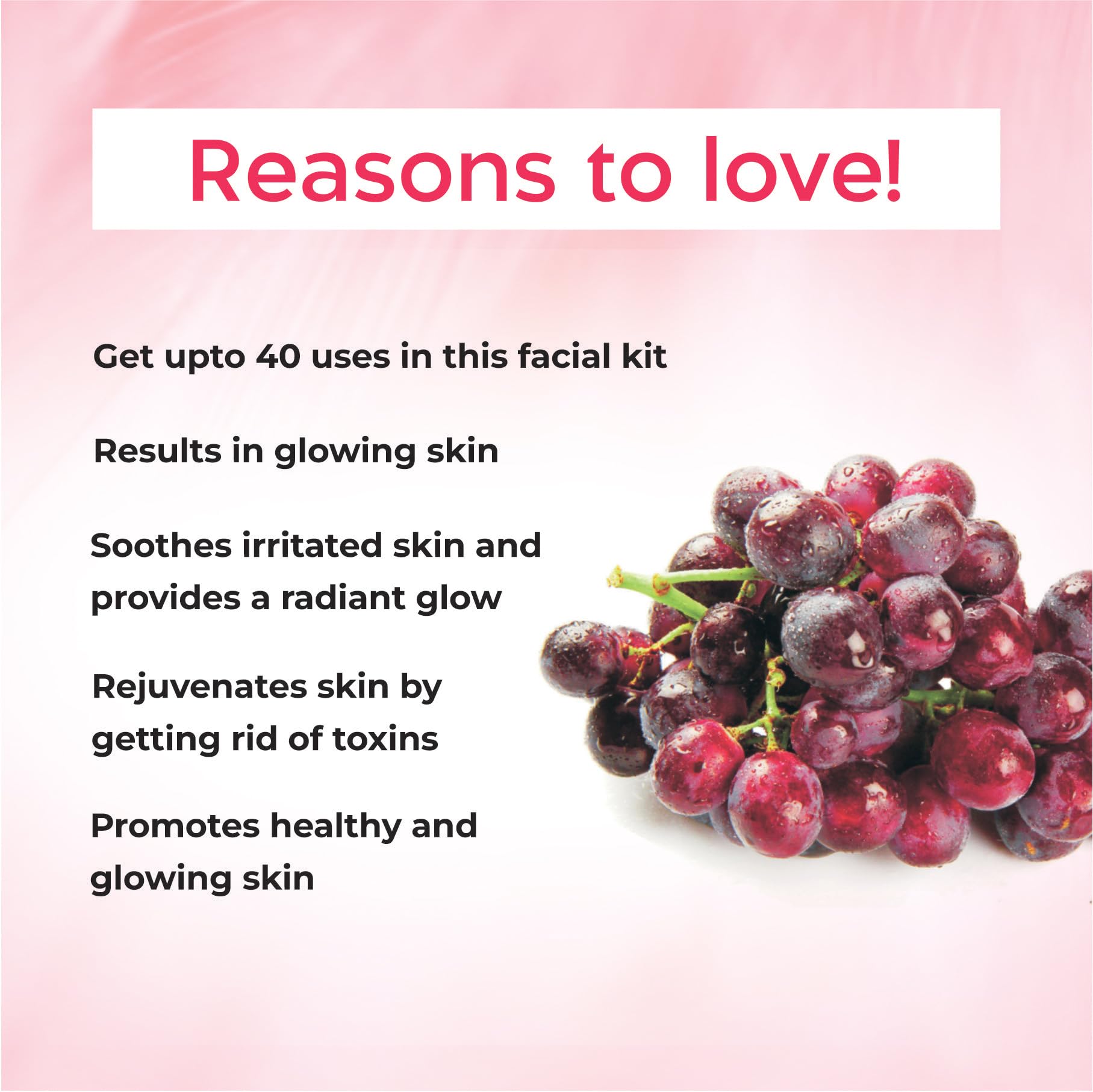 Bee One Grape Wine 5 step Facial Kit for Radiance & Youthful Glow 1100 g | Suitable for all Skin Types | Get upto 40 uses in this 1 kit 3